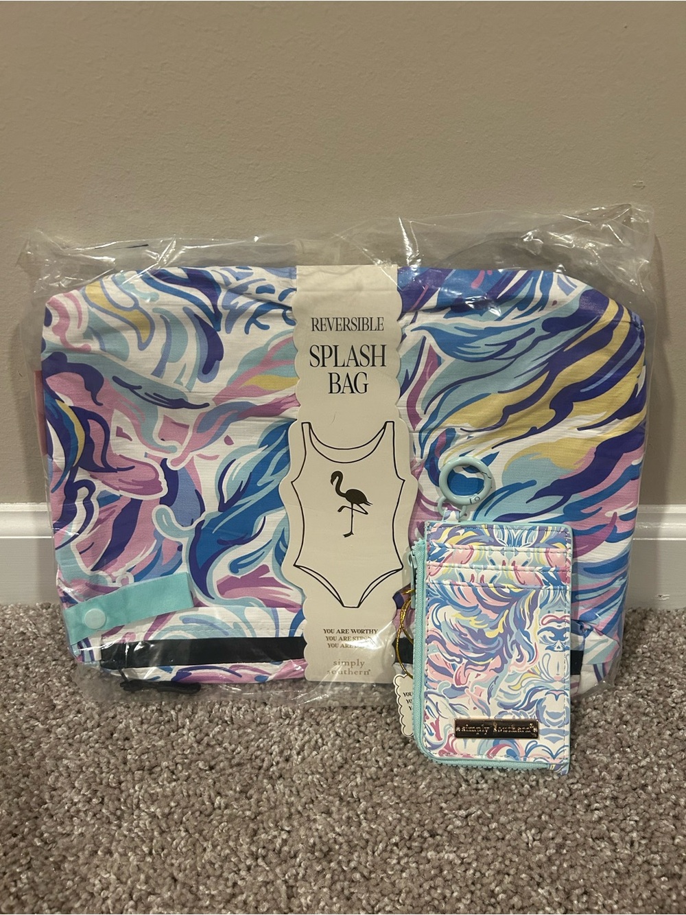 Simply Southern Wallet & Splash Bag in Multicolor Swirl Print - NWT